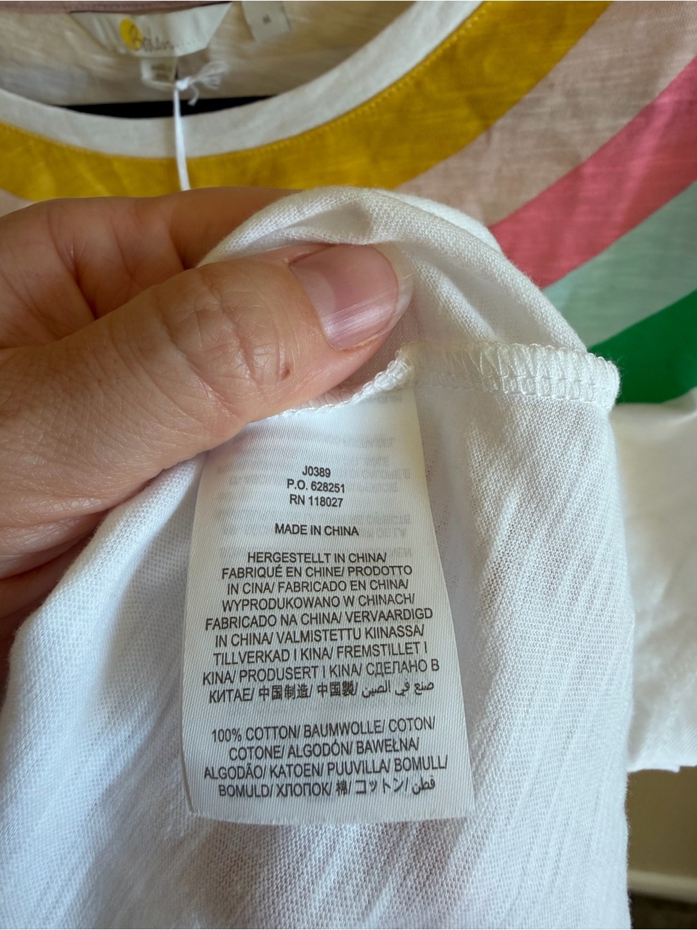 Boden Women’s Jersey Tee Rainbow Yoke NWT - Picture 5 of 7